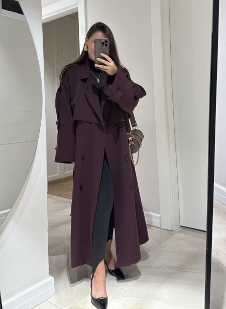 ترنش كوت Premium oversize برغندي